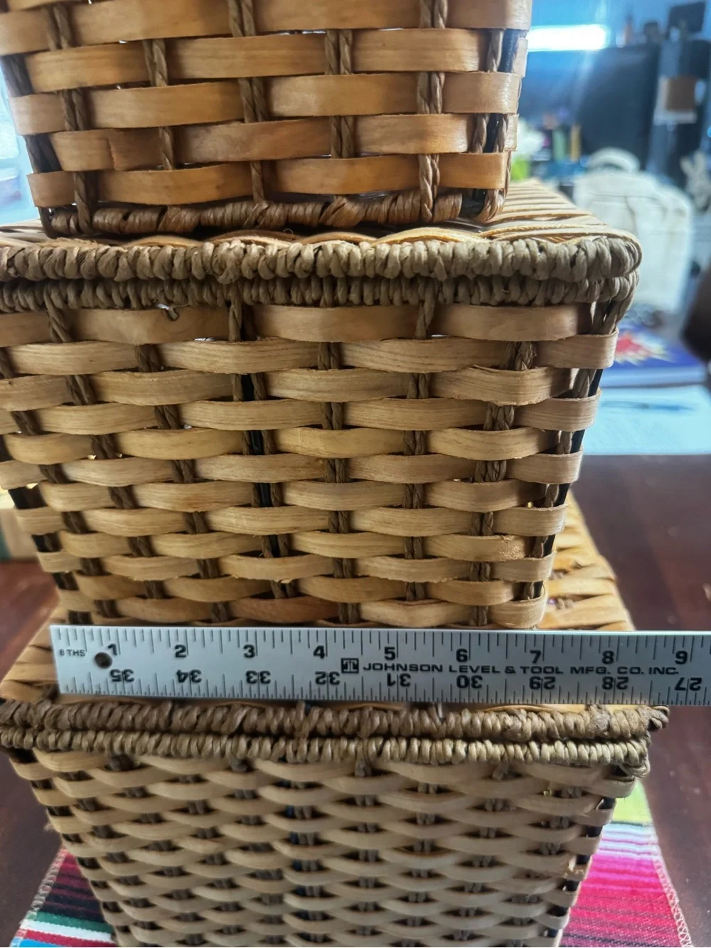 Woven Rattan Storage Basket Set - Natural Brown